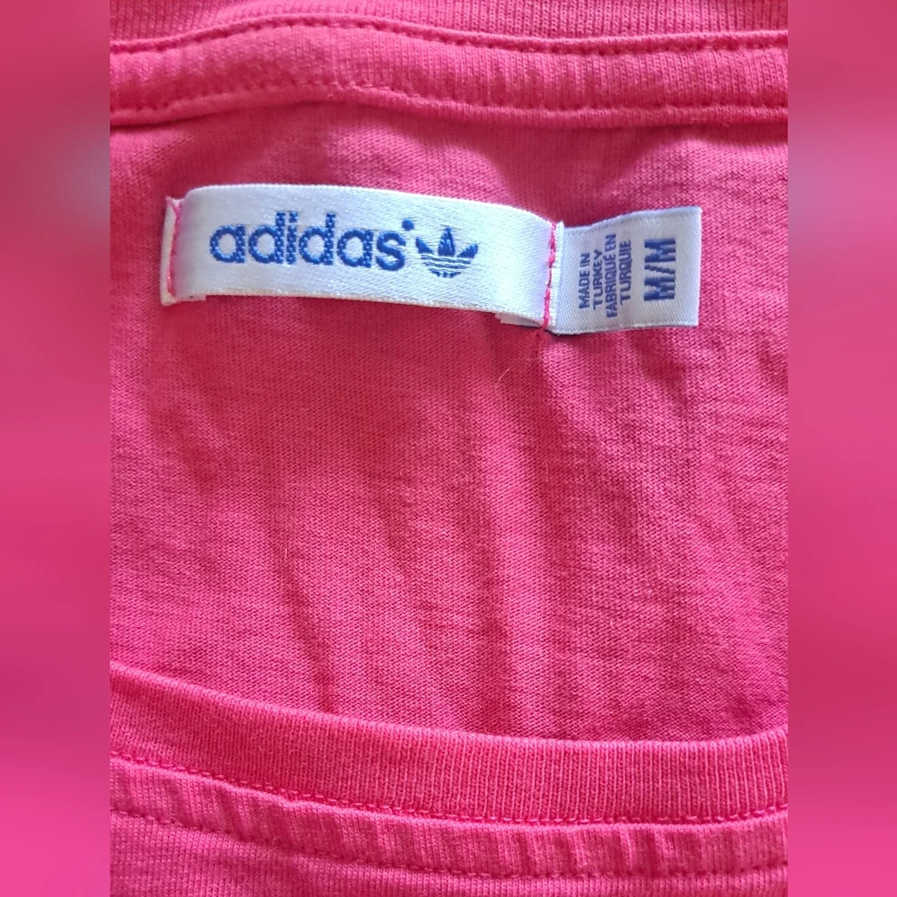 Adidas colorful logo Pink Short Dleeve T-Shirt Tee Top Size Medium - Picture 3 of 3